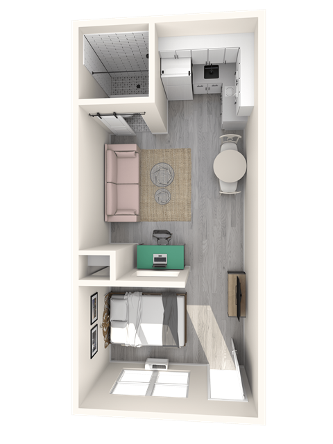 The Imperial Apartments Large Studio Floor Plan